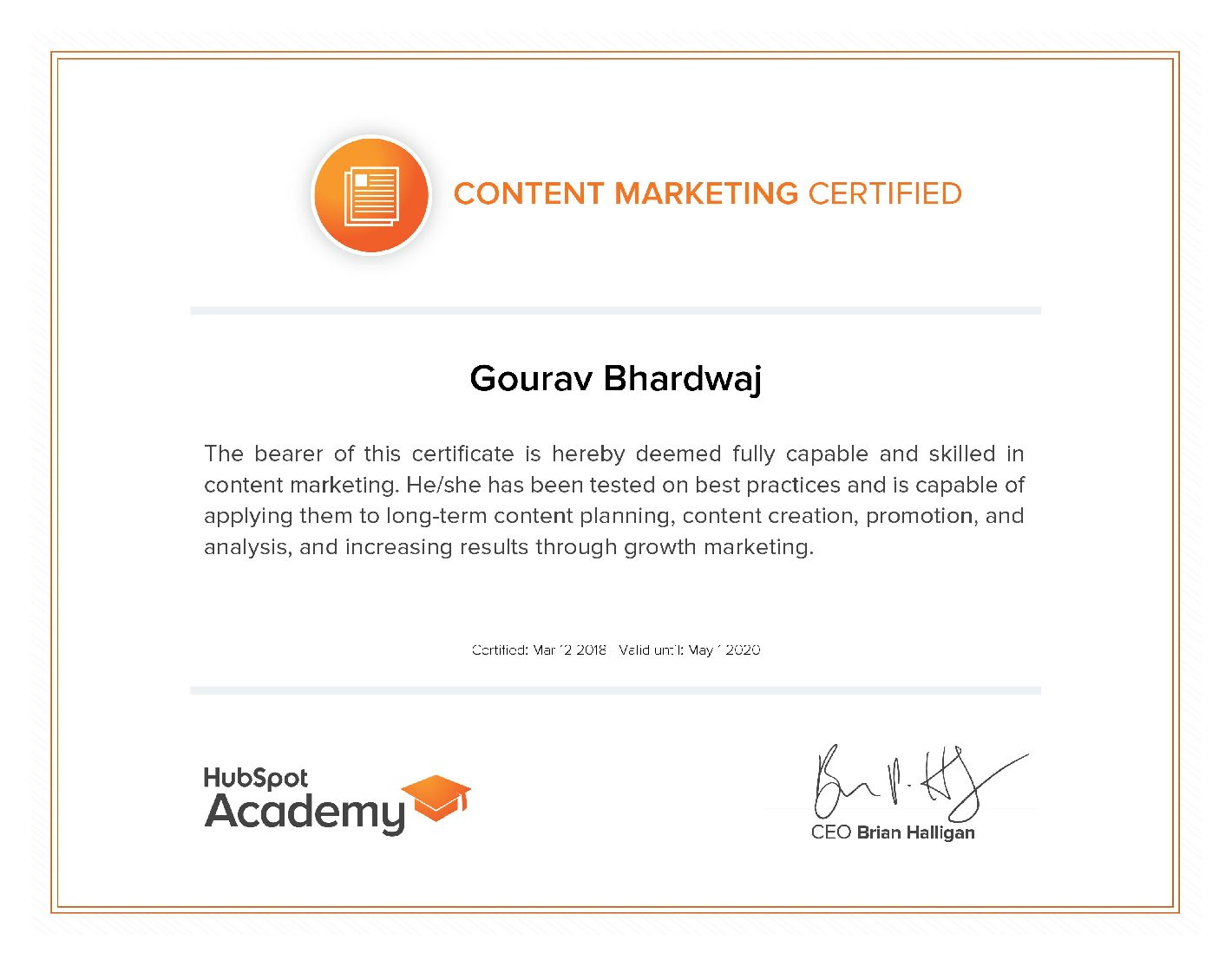 Content Marketing Certification Hubspot Gourav Bhardwaj